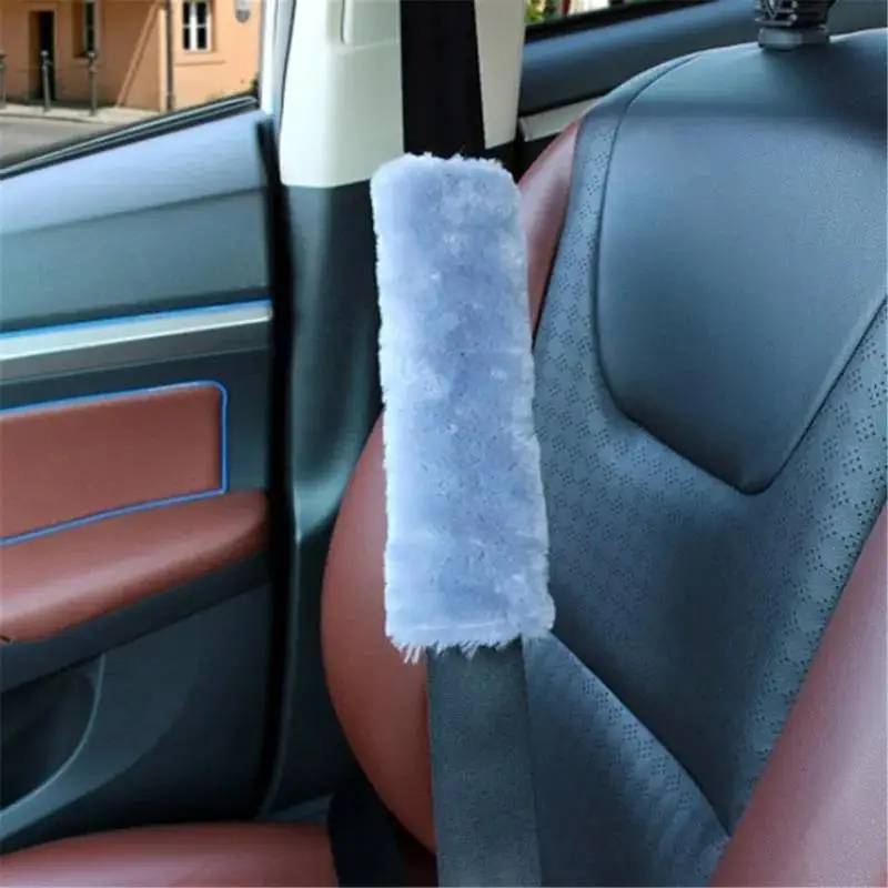 2 Pcs Car Seatbelt Shoulder Pad Comfortable Driving Seat Belt Vehicle Soft Plush Auto Strap Harness Cover Decoration