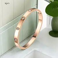 Xpro Beautiful Lovers Bracelets Woman Bracelets Stainless Steel Bangles and Bangles Cubic Zirconia Golden Woman Jewelry Gifts 2