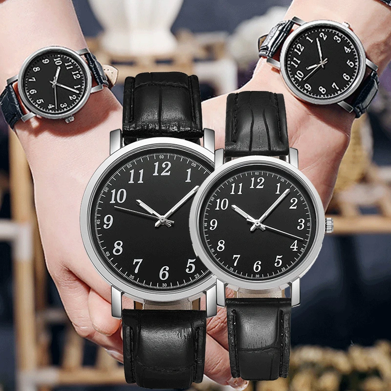 

Trendy Pu Leather Wrist Watch Men Woman Couples Watches Clock Quartz Watch Daily Business Office Hand Jewelry Accessories Gift