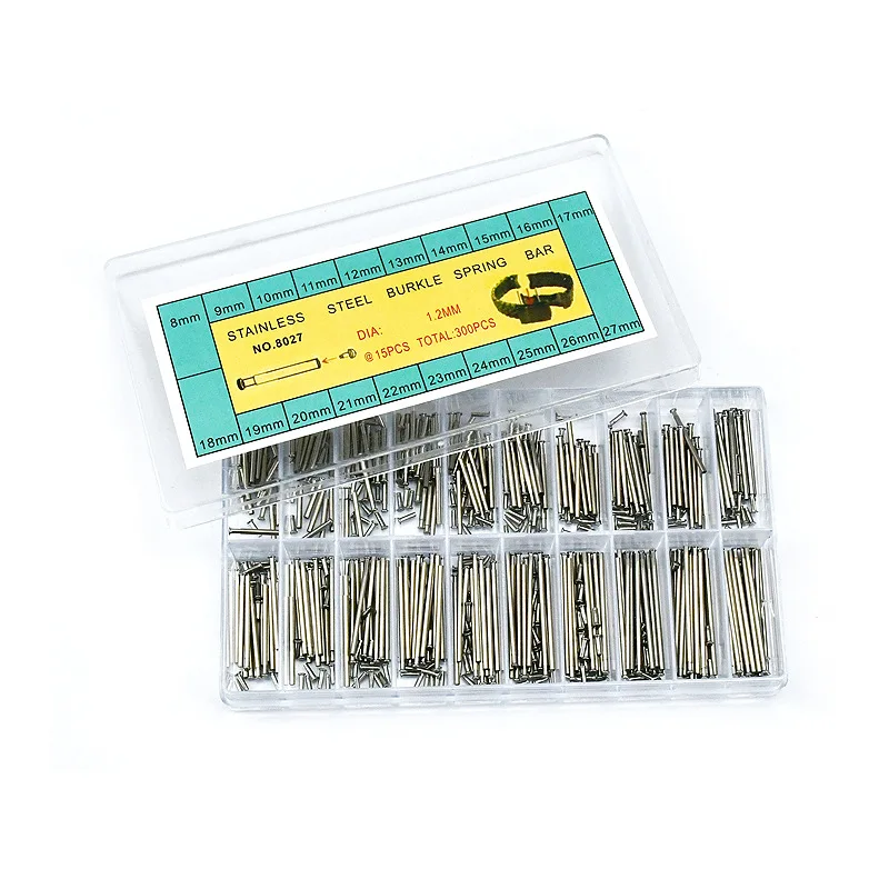 

300pcs 8-27mm Watch Band Spring Bars Strap Link Pins Watch Link Pins Tool Set Watch Repairing Tool Accessory Watchmaker Tools