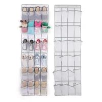 24/28 Grid Wall-mounted Sundries Shoe Organiser Fabric Closet Bag Storage Rack Mesh Pocket Clear Hanging Over The Door Cloth Box 1