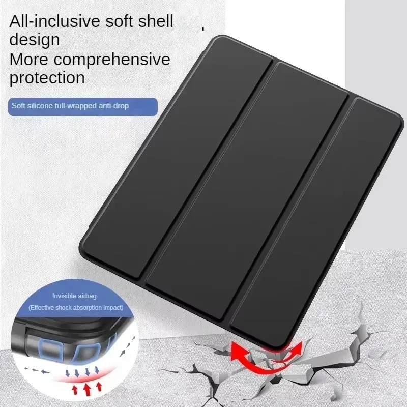 Magnetic Tri-Folding PU Stand Cover with Soft TPU Back