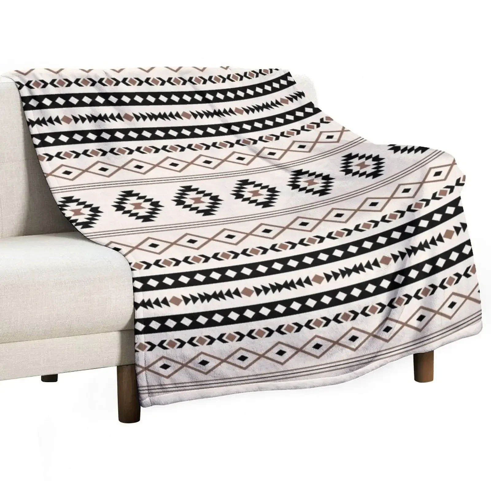 

Aztec Black Brown Cream Mixed Motifs Pattern Throw Blanket warm for winter Quilt cosplay anime Winter beds Blankets