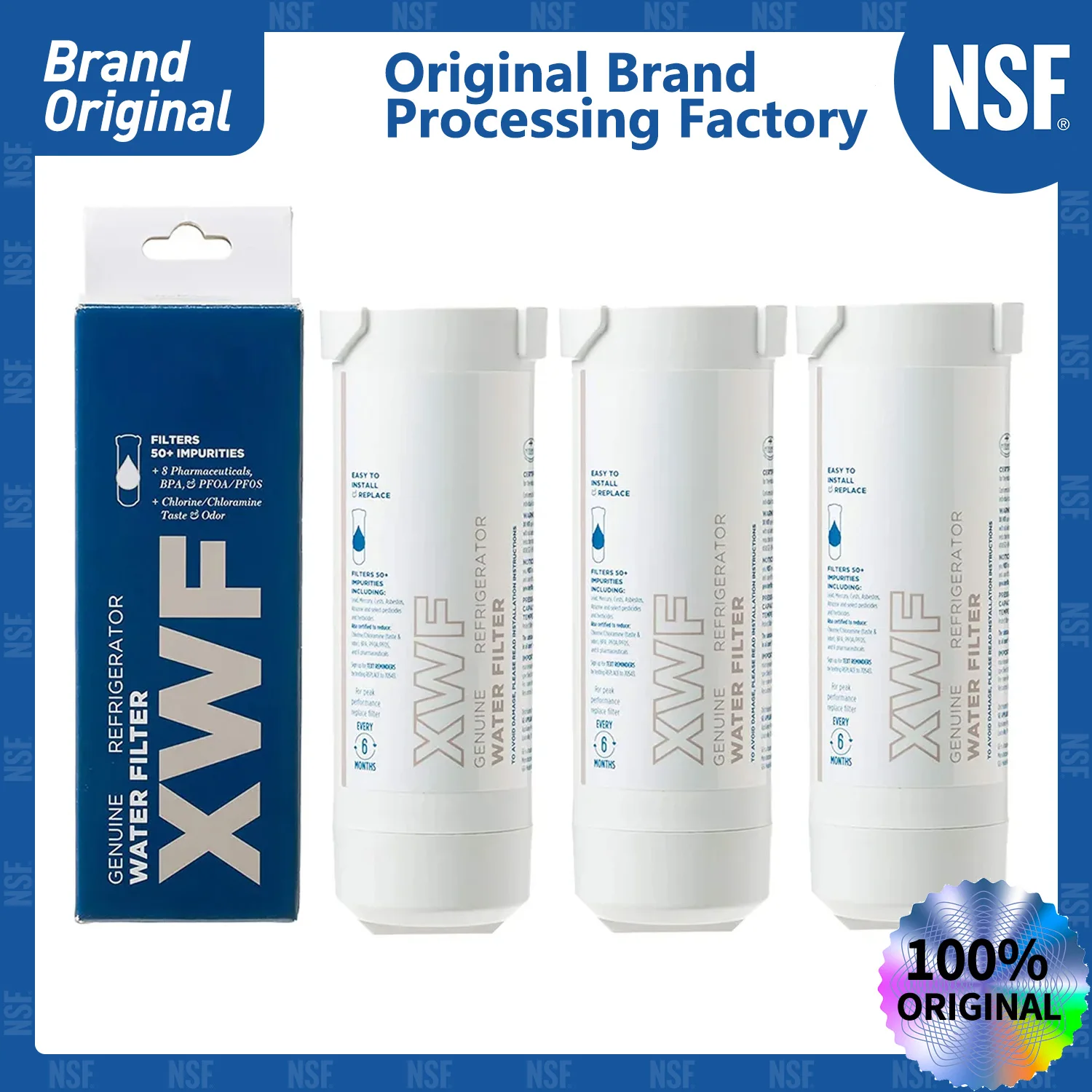 NSF Certified Refrigerator Water Filter Genuine GE XWF FWR17X30702 GBE21 GDE21 GDE25 GFE24 GFE26 GNE21 GNE25