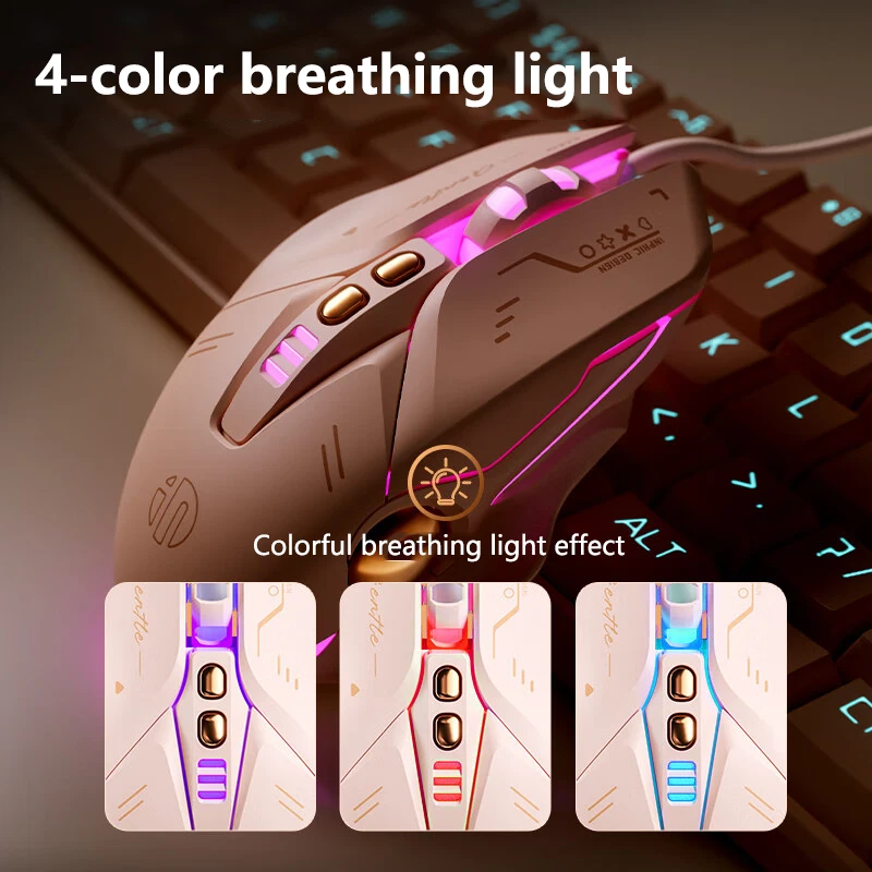 Inphic W8 wired gaming mouse upgraded version ergonomic silent mouse 800-4000DPI suitable for computer laptop office games