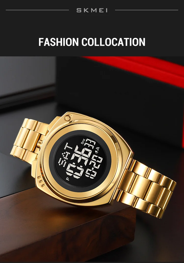 SKMEI-Montre Électronique Tout Acier pour Homme, Compte à Rebours de Luxe,  Étanche, dehors, Montres-Bracelets Numpopularité, Horloge, 2242