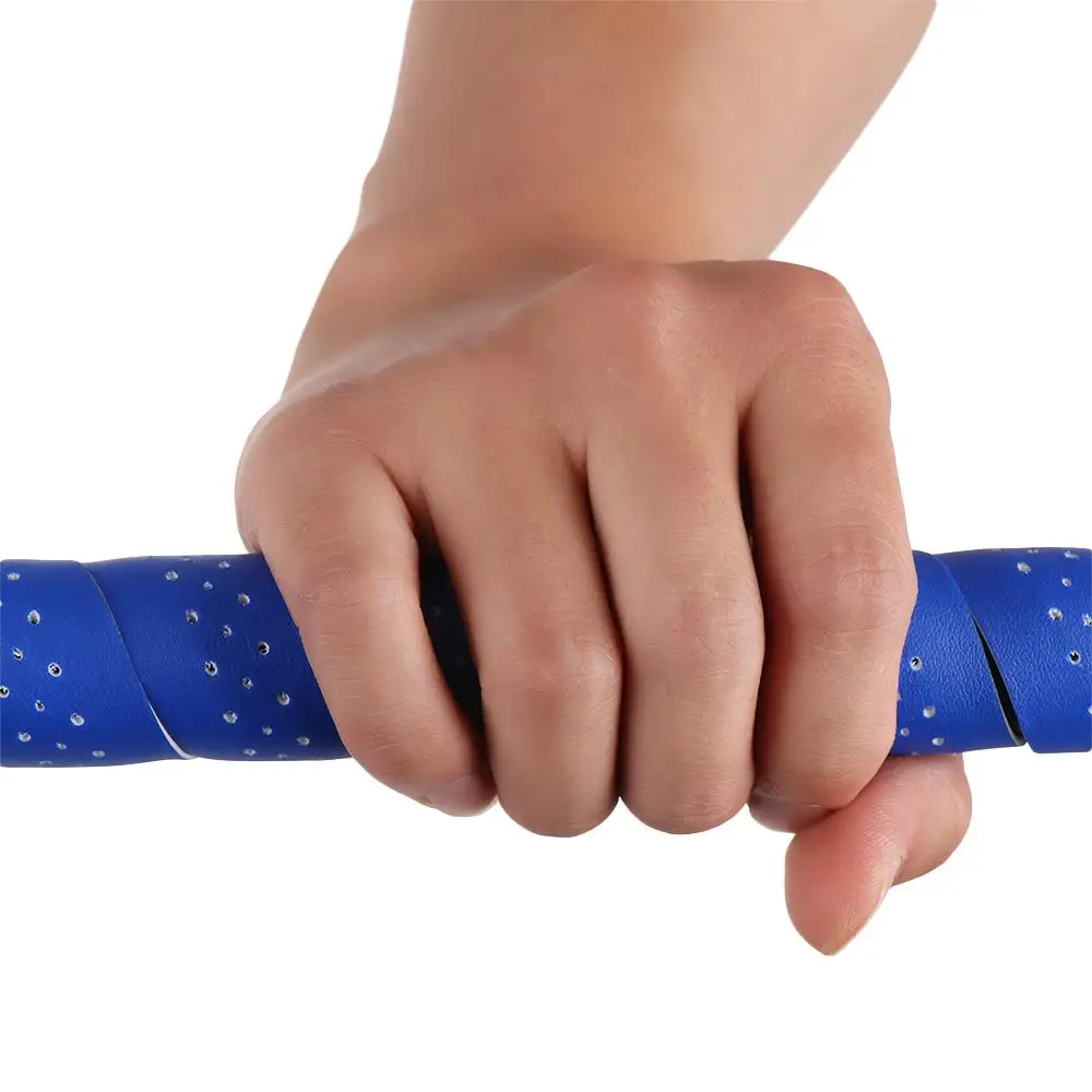 Bicycle Handlebar Tape Mountain Road Bike PU Leather Perforated Belt With 2 Plugs Breathable Handle Bar Wrap Straps