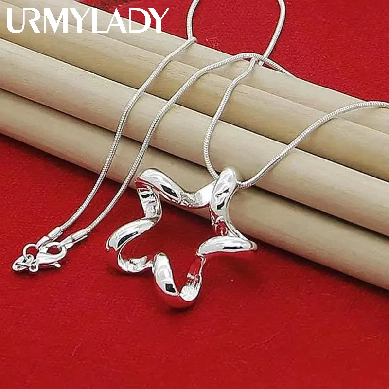 

925 Sterling Silver Starfish Star Pendant Necklace Snake Chain for Women Fashion Wedding Engagement Jewelry Wholesale