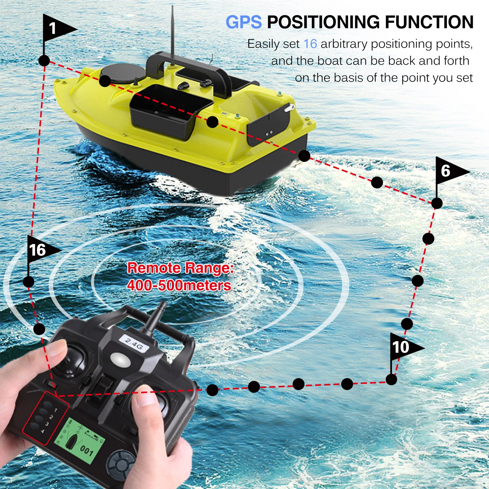 500M GPS sans fil Bateau d'appât de pêche à la carpe Bateau