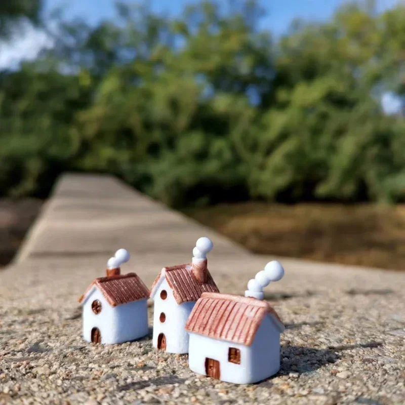 mini house/little trees/miniatures cottage/shabby /cute/ fairy garden/gnome/moss terrarium home decor/crafts supplies 9 pcs miniature house kit,miniature ornament,miniature scenery material,miniature figurines