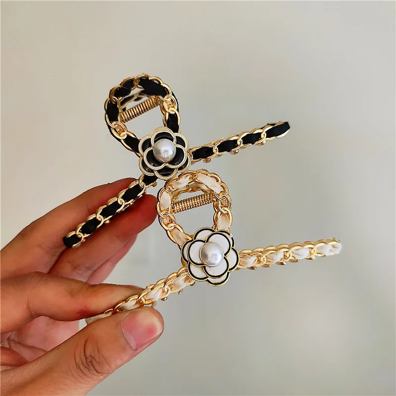 Hair accessory luxury hair claw jewelry camellia crab hair pins for women party clips