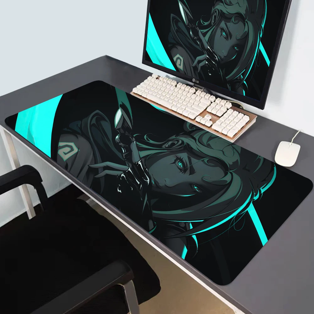 Alfombrilla de ratón grande de goma antideslizante para ordenador portátil, accesorio de oficina para gamer, teclado, escritorio, gran juego, Valorant Jett, XXL