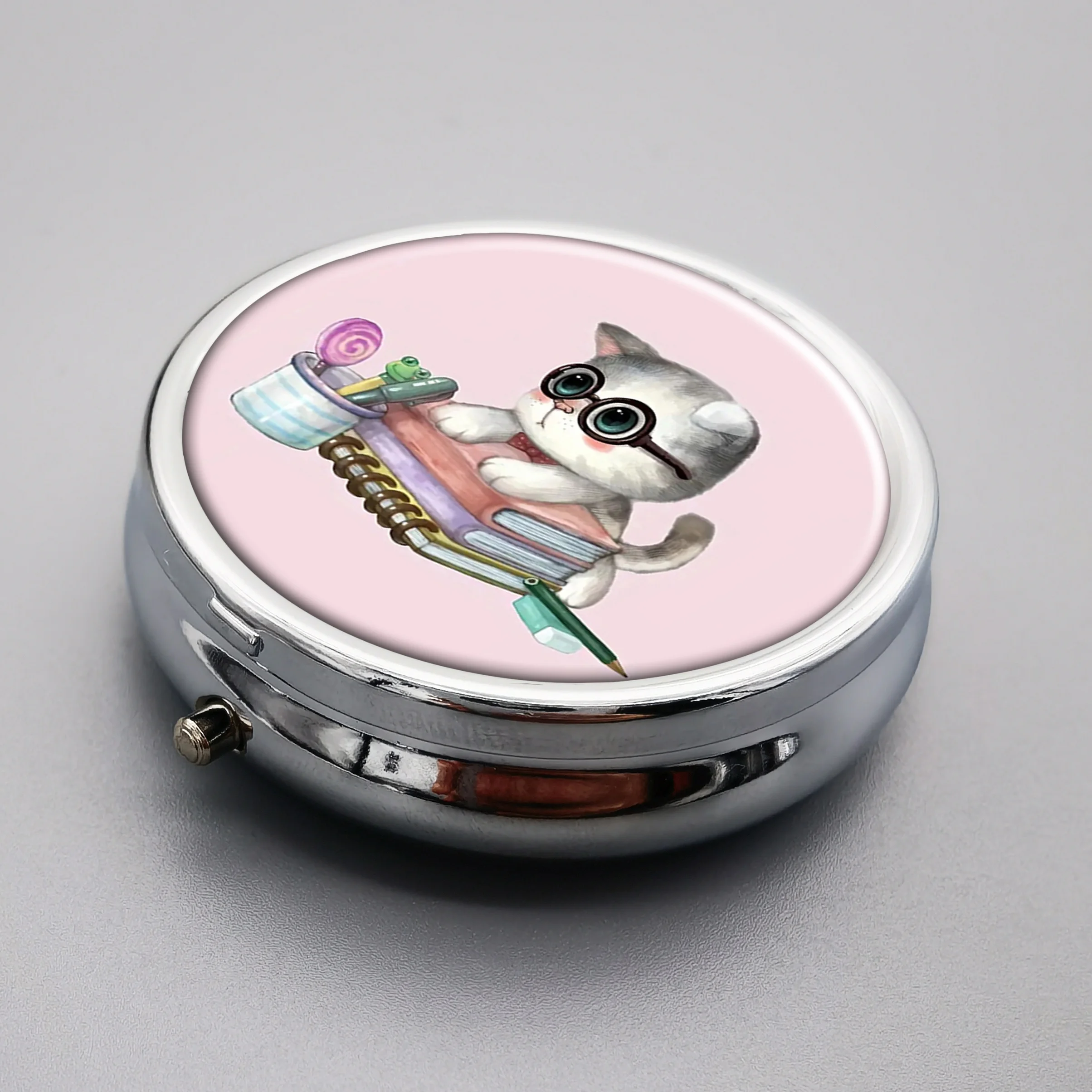 cartoon cat 3 grid portable medicine box,travel decoration pocket pill storage box,vitamin storage,unique gift ideas