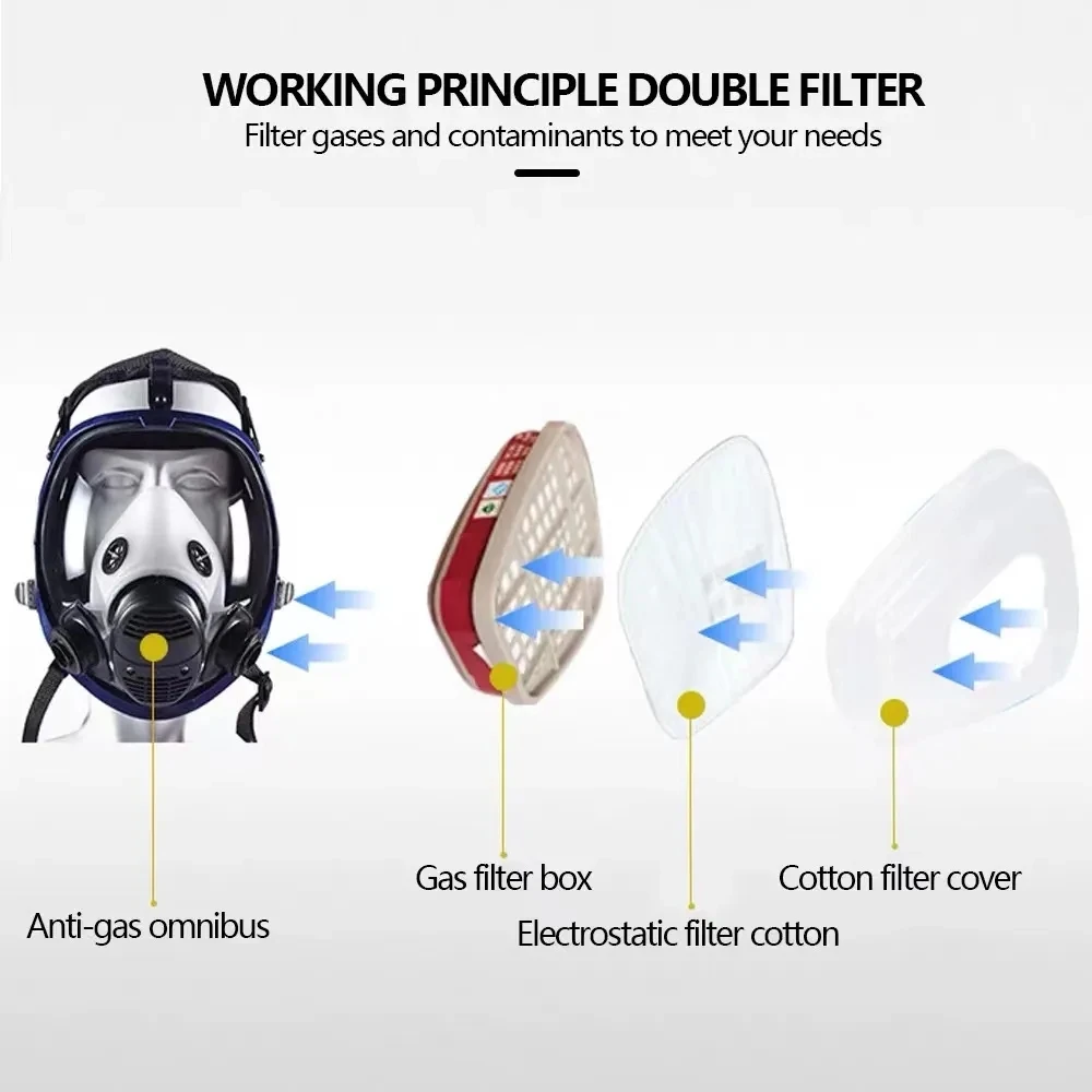 Dust Mask Gas Mask 15/17 in 1 Chemical Gas Mask 6800 Dust Respirator Paint Insecticide Spray Silicone Full Face Mask Filter For Laboratory Welding