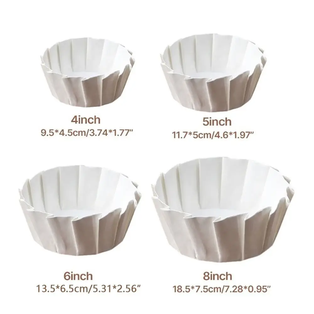 4/6/8inch Foldless Cupcake Liner Baking Cup Basques Cake Paper Paper Cup Disposable Oilproof Cake Wrap for Kitchen Baking