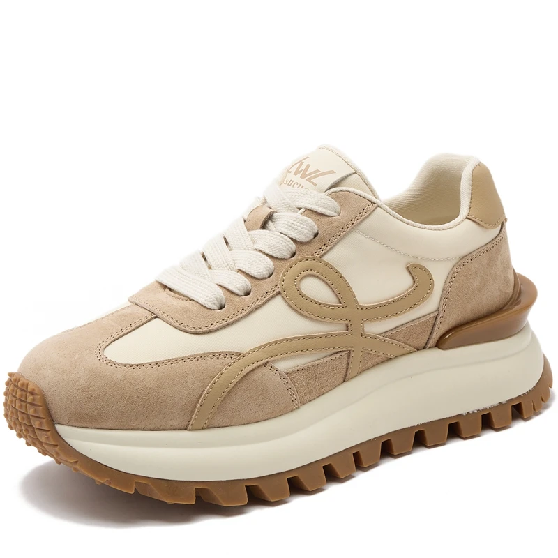 AUTUSPIN Women Sneakers Genuine Leather Platforms Ladies Casual Sports Shoes Comfy Students Sneakers Summer Popular Size 34-40