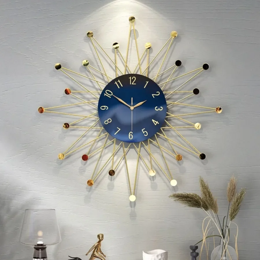 

Living Room Wall Clock Pieces Quartz Elegant Gold Gift Wall Clock Home Decor Art Number Round Fashion Designer Zegar Wall Decor
