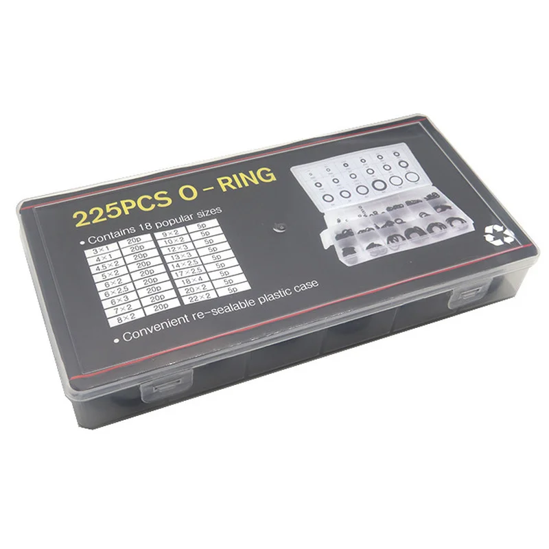 Kit O-Ring In Gomma Nitrilica - 225 Pezzi Guarnizioni Nere Per Tenuta, Manutenzione Auto E Idraulica - Foto 8