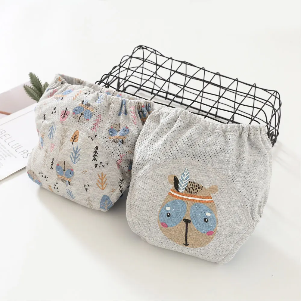 

Cotton Reusable Waterproof Baby Potty Training Pants 4 Layers Cloth Diaper Nappy Panties Kids Toddler Underwear 2pcs/lot