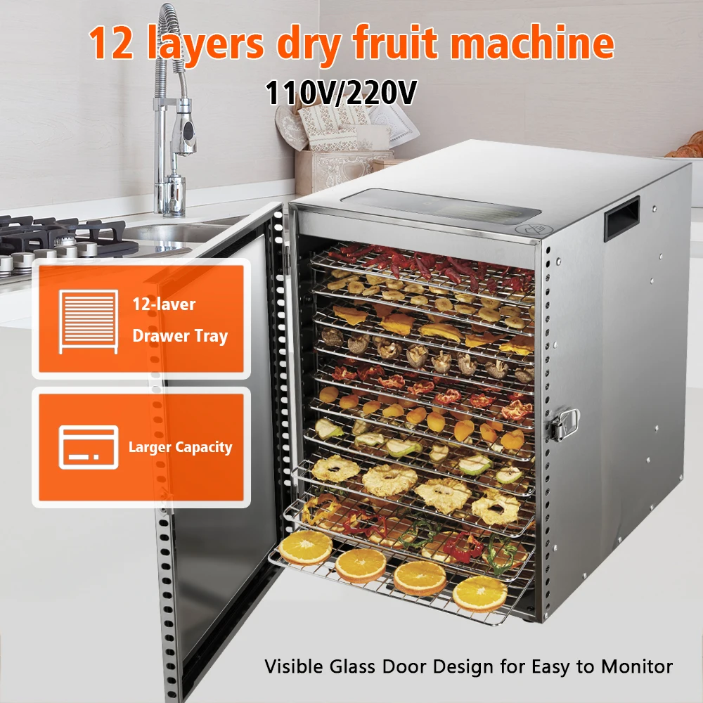 220V 12 layers Fruit dryer food household small bean dissolving pet food dehydration drying machine Машина для сухофруктов 4