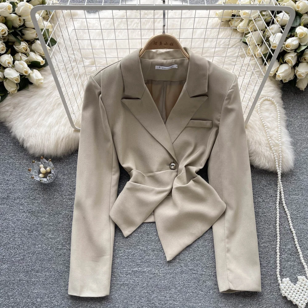 

Autumn and Winter New Style Irregular Lapel French Design Sense Short Suit Jacket Small Suit