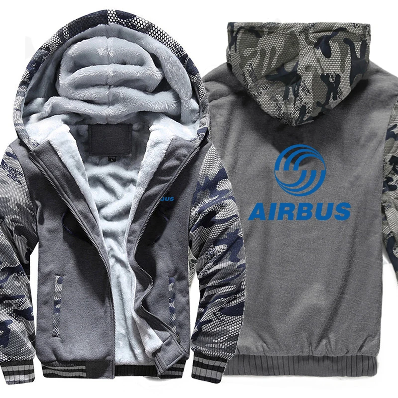 Winter Warm Airbus Zipper Fleece Thick Man Hoodies Airbus Sweatshirts Streetwear Men Coat Jacket 4