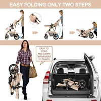Landau de voyage 3 en 1 avec poignée réglable en hauteur, landau de voyage avec moustiquaire, poussette pour bébé avec cadre en aluminium 8