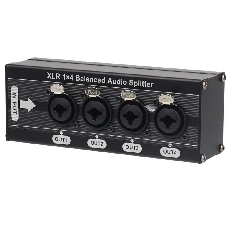 A32T-1X4 XLR 밸런스드 오디오 분배기 박스 6.5 XLR 1입력 4출력 4입력 1출력 양방향 신호 분배기