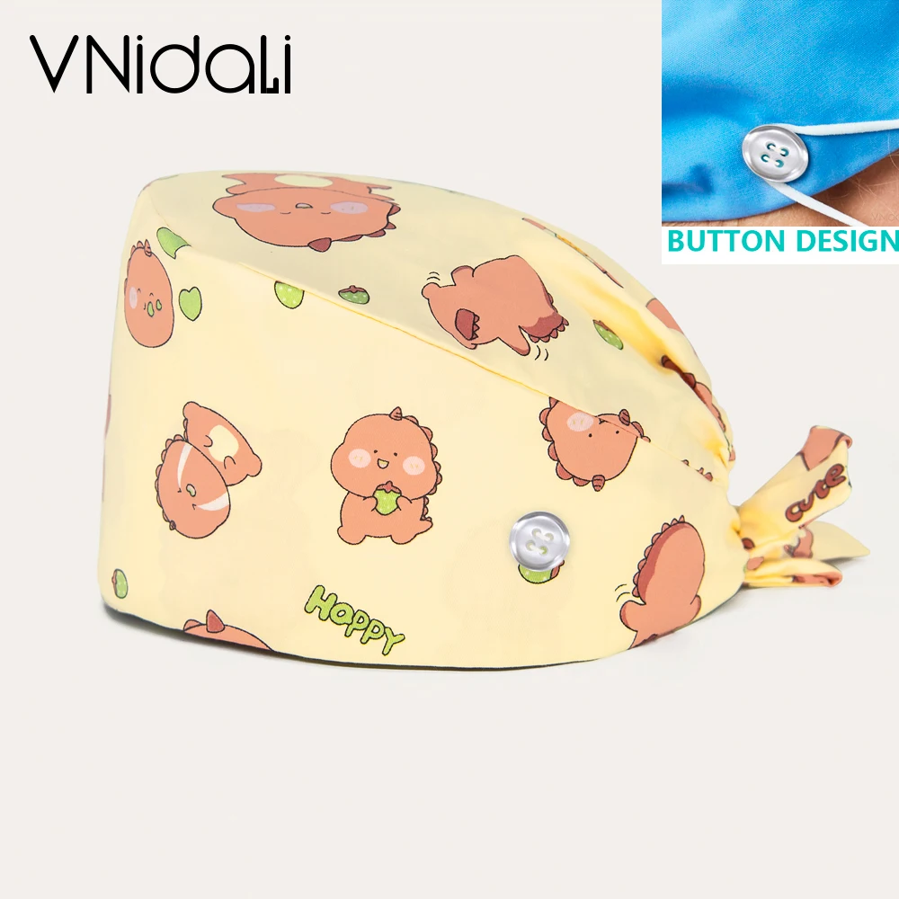

wholesale Buttons Scrubs Caps women and man scrub hat Pharmacist Clinic Hats Dentist Cap nurse accessories gorro enfermera
