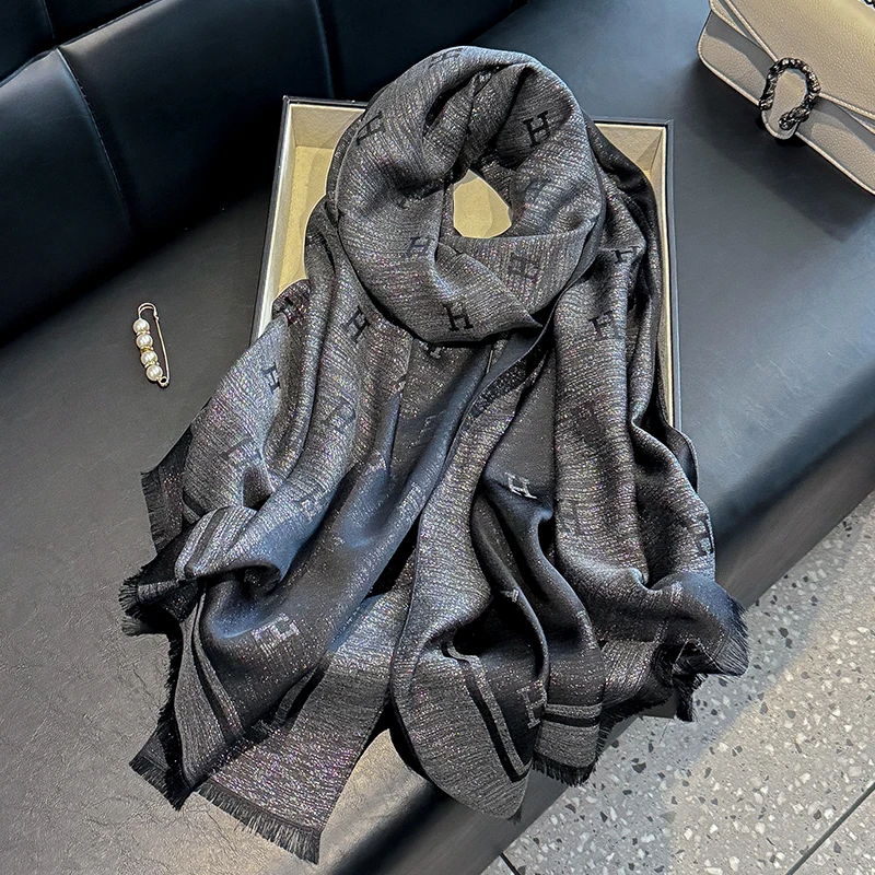 New Muslim Fashion Ladies Letter Print Hijab Tencel cotton Gauze scarf Elegance Sun Protection Shawl Decoration Wrap Headscarf