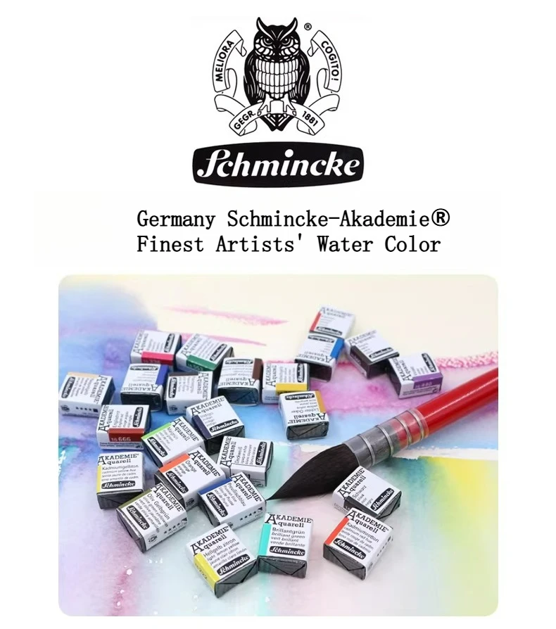 Deutsche Schmincke-Akademie ® Feinste Künstler-Aquarellfarben, Halbblock-Aquarellfarben, Brillant, Hochlichtbeständig und Cadmiumfrei – Detail 1