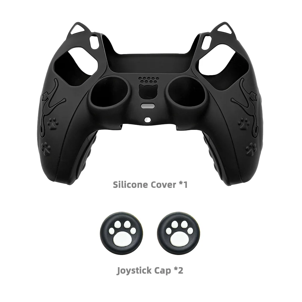 Cat Paw Protective Silicone Cover with Thumb Grip Caps