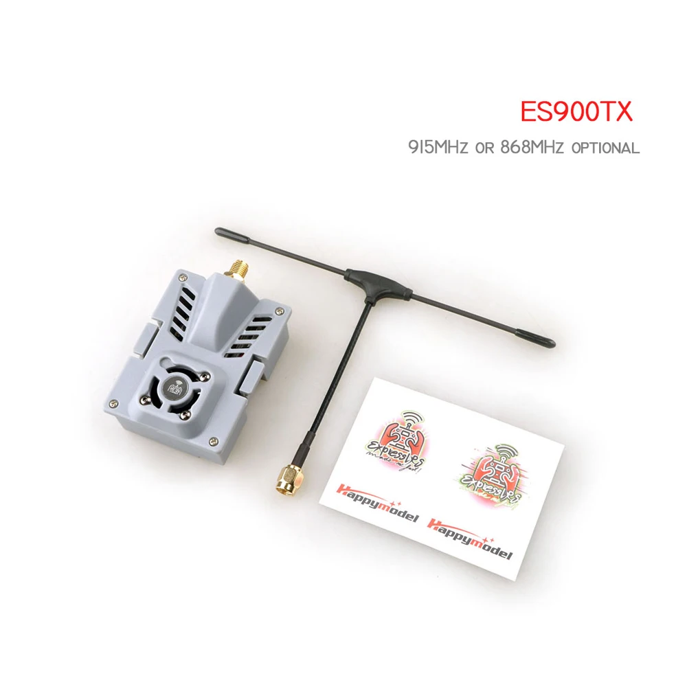 Gros plan sur les composants du module émetteur-récepteur ExpressLRS ES900TX ES900RX 915MHz pour drone FPV longue portée.