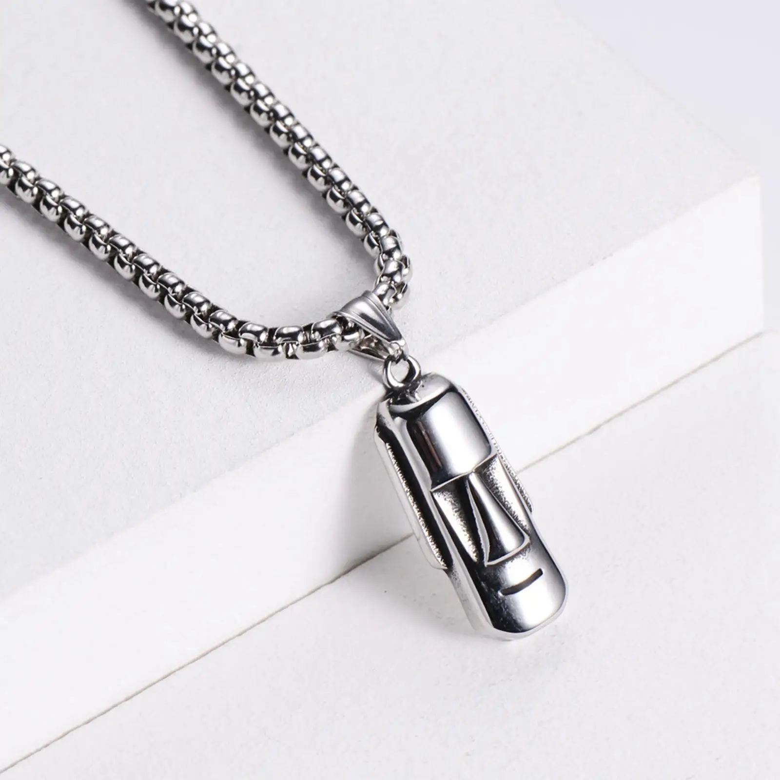 Easter Island Statue Pendant Necklace Fashionable Long Chain Necklace for Party Wedding Graduation Anniversary Halloween