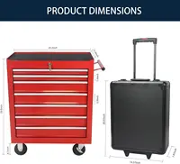 7 Drawers Rolling Tool Chest & Hand Box with Tools,Box with Wheels Pull Handle Key Locking,Complete Tool Kit with 4 Layers 2