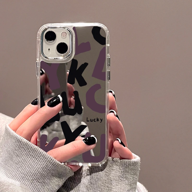 thumbnail image 1 of For iPhone 11 Mirror Phone Case For iPhone 11 12 13 15 14 Pro Max XS Max XR Cases Aesthetic Art Letter Make up Mirror Soft Cover, 1 of 5