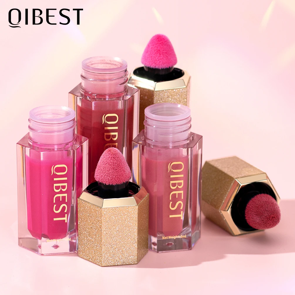 

QIBEST Face Blusher Waterproof Long-lasting Silky Natural Moisturing Cream Contour Liquid Cheek Face Blush Makeup Cosmetics