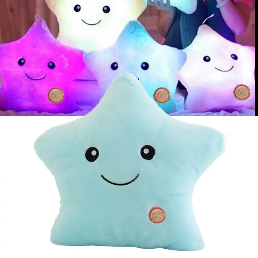 Colorful 40x35cm Luminous Pillow Vivid Star Design LED Light Cushion Plush Pillow for Bedroom Birthday Gift Toy for Kids