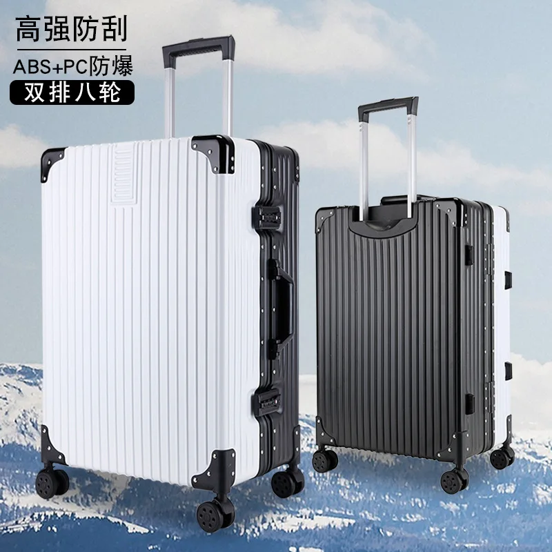 PLUENLI Luggage Trolley Case Female Universal Wheel Vintage Zipper Luggage and Suitcase Male Password Leather Case Trunk