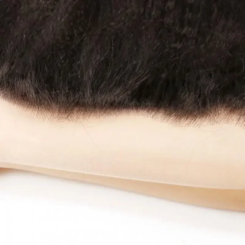 Kinky Straight 13x4 Lace Frontal Human Hair Pre-Plucked Natural Color Brazilian Virgin Hair Transparent Lace Closure For Women