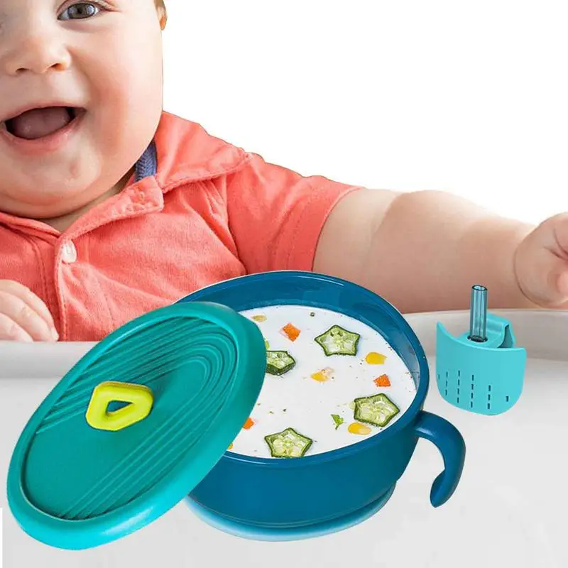 ToddlerSuctionBowlsSiliconeBabySuctionPlateWithLid