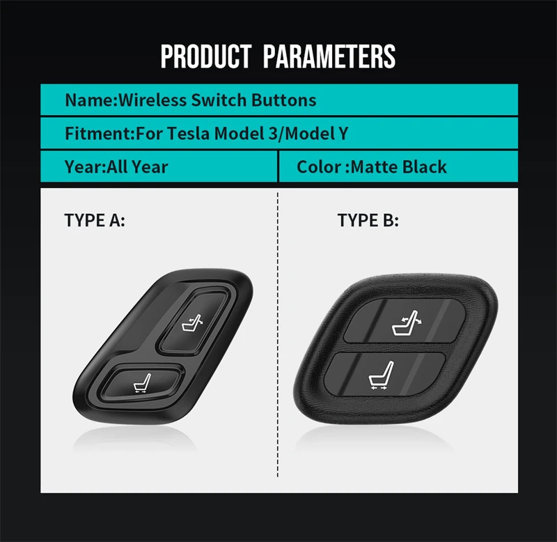 For Tesla Model Y Wireless Seat Adjustment Switch Button Model 3 2021