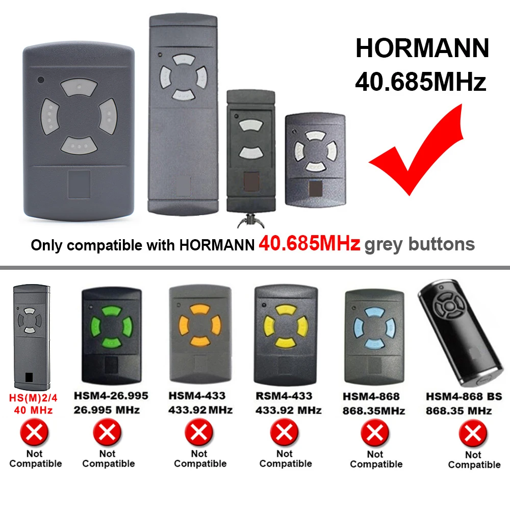 HORMANN 40 685MHz HSE2 HSE4 Garage 40 685 mhz garage hormann Fernbedienung  Grau Taste Für Garagentor - AliExpress