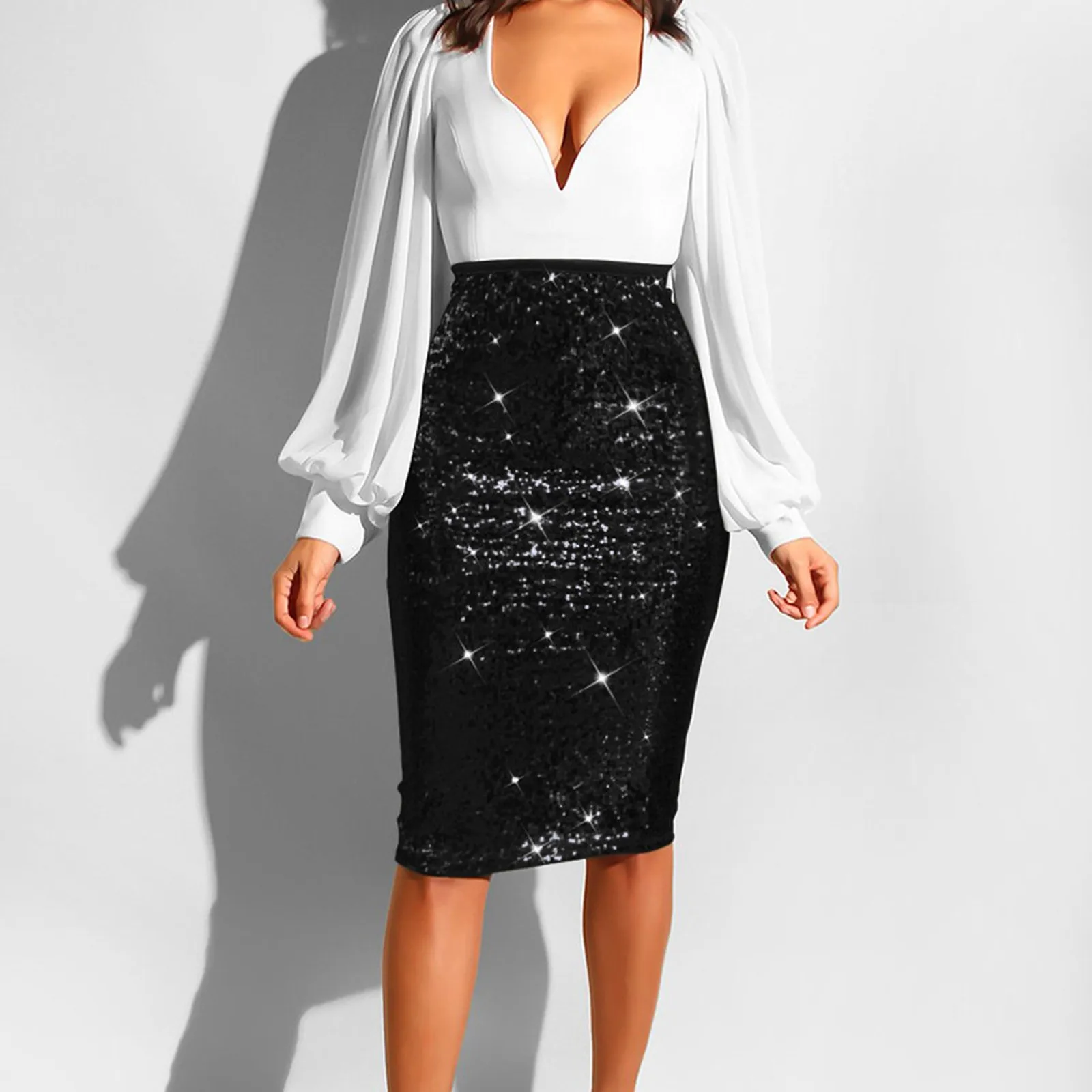 

Women's Solid Color Sequins Fashion High Waist Slim Fit Hip Casual Half Body Skirt Temperament Elegant Sexy Hip Wrap Skirts