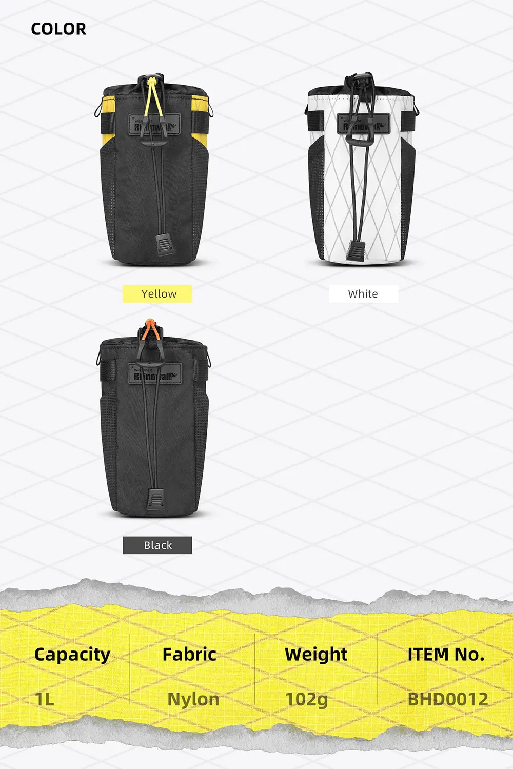 Description Picture 6 of itemRhinowalk Bicycle Water Bottle Bag Waterproof Insulation Bicycle Front Handlebar Pouch Cycling Bikepacking Travel Water Holder