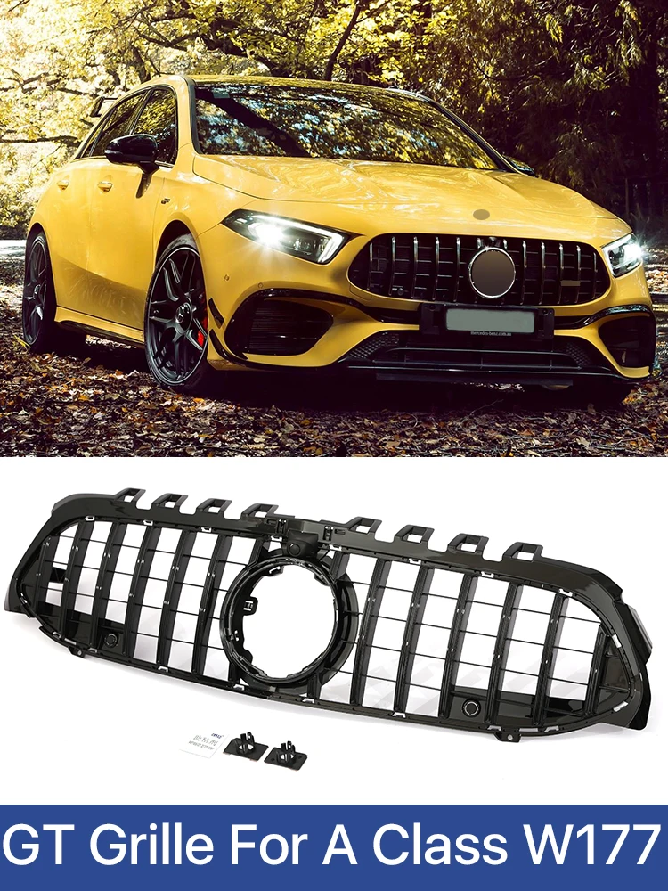 

Черный Передний бампер panamerica GT решетка A45 стиль для Mercedes Benz A Class W177 W176 A35 A180 200 250 260 2019 2020 2021