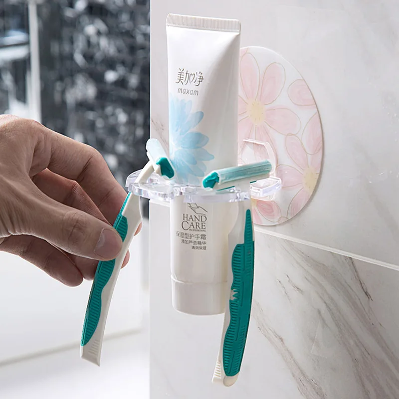 1PC plastic toothbrush holder toothpaste storage rack shaver tooth brush dispenser bathroom organizer access BathroomAccessories