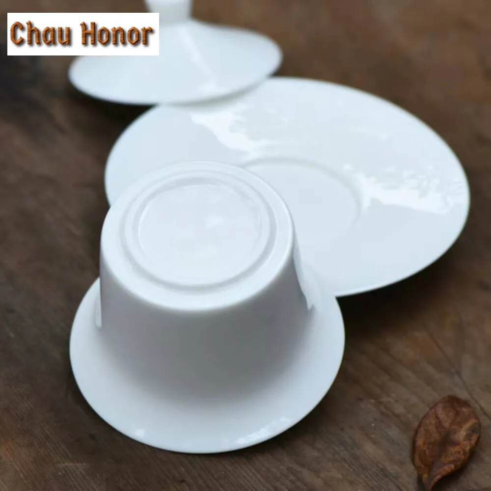 150ml Dehua White Porcelain Gaiwan Creative Ceramic Bowl with Lid Tea Tureen Art Tea Brewing Cover Bowl Tea Ceremony Collection
