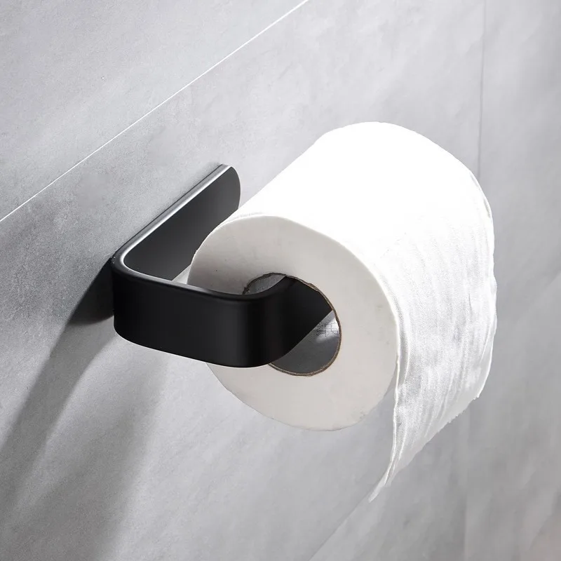 1pc Wall Mounted Toilet Paper Holder No Punching Tissue Towel Roll Bathroom Towel Rack Bathroom Accessories Material Plastic