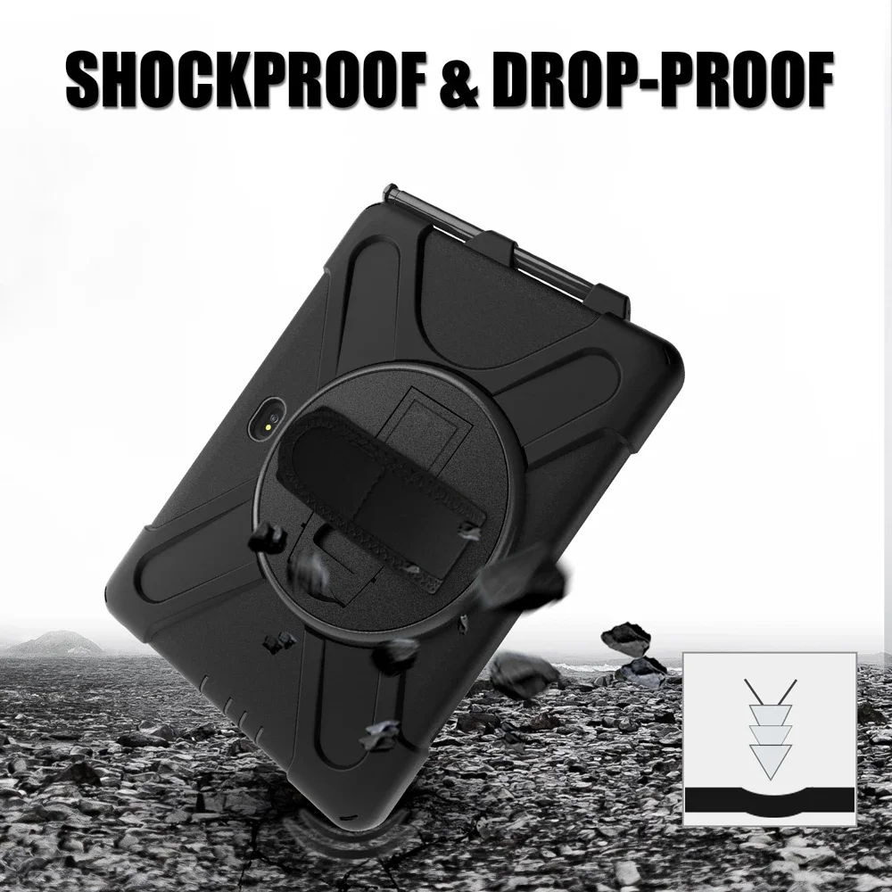 Enhanced Rugged Tablet Case with 360-Degree Rotating Stand and Silicone Shell